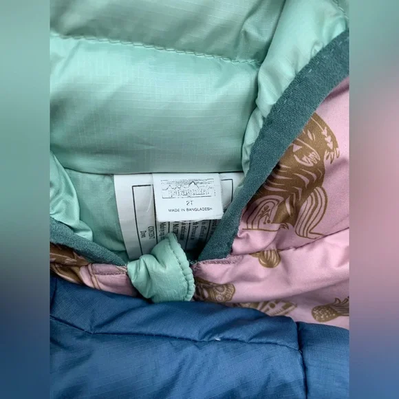 Patagonia Size 2T Reversible Down Sweater Hoodie in Blue and Pink Flowers - Picture 16 of 16